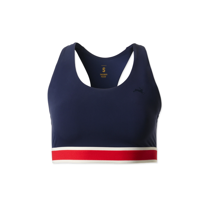 Tracksmith-Womens-Run-Bra-Navy-On-Model